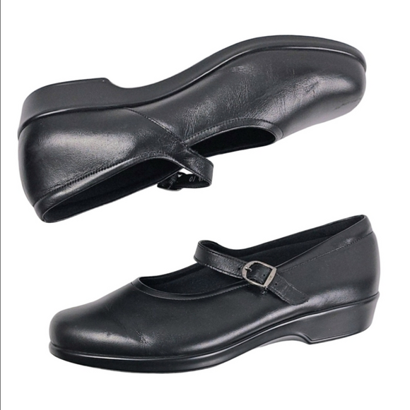 SAS Shoes - SAS Tripad Comfort Maria Leather Black Buckle Strap Round Toe Mary Jane Flat